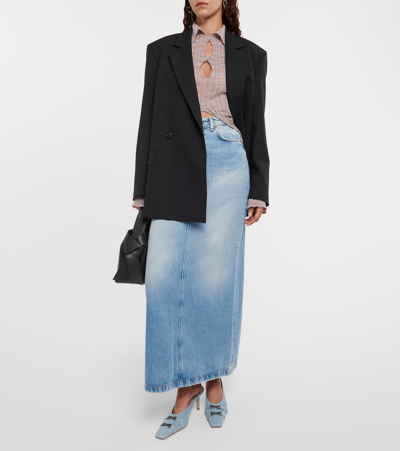 中腰牛仔加长半身裙