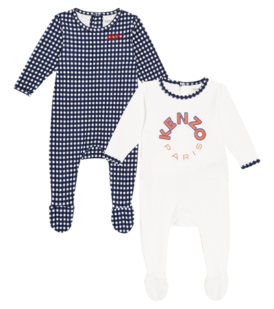 Shop Kenzo Baby Set Of 2 Cotton-blend Onesies In Multicoloured