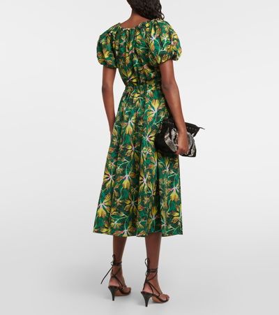 Shop Ulla Johnson Cecile Floral Cotton Poplin Midi Dress In Multicoloured