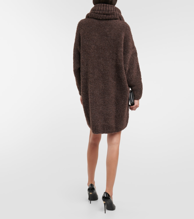 Shop Dolce & Gabbana Wool-blend Sweater Dress In Brown
