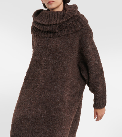 Shop Dolce & Gabbana Wool-blend Sweater Dress In Brown