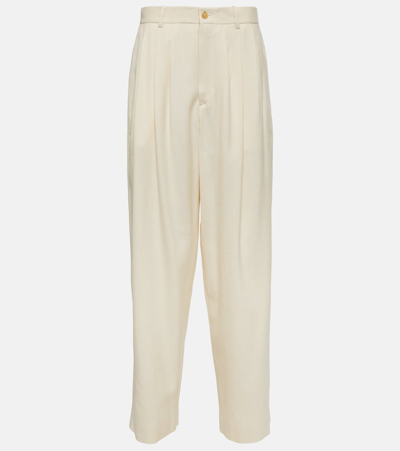 Shop The Row Rufos Silk Canvas Wide-leg Pants In White