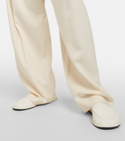 Shop The Row Rufos Silk Canvas Wide-leg Pants In White
