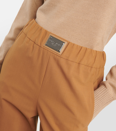 Shop Dolce & Gabbana Wool-blend Wide-leg Pants In Brown