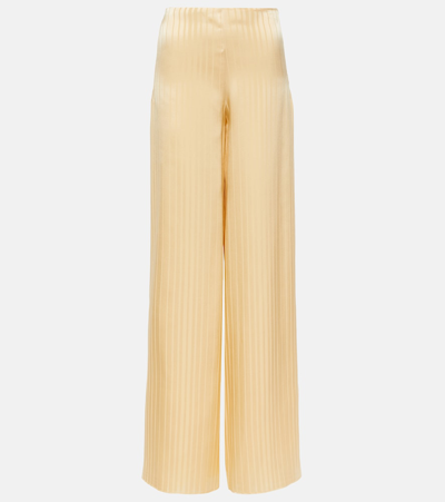 Shop Loro Piana Dresden Striped Silk Wide-leg Pants In White