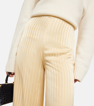 Shop Loro Piana Dresden Striped Silk Wide-leg Pants In White