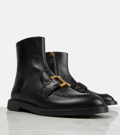 Shop Chloé Marcie Leather Ankle Boots In Black