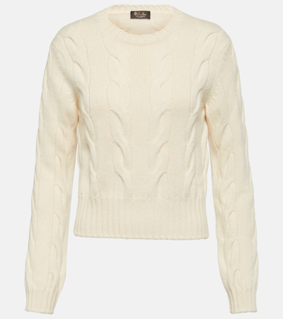 Shop Loro Piana Cable-knit Cashmere Sweater In White