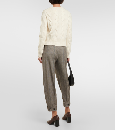Shop Loro Piana Cable-knit Cashmere Sweater In White