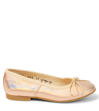 Shop Pom D'api Dory Bal Metallic Leather Ballet Flats In Orange