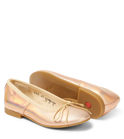 Shop Pom D'api Dory Bal Metallic Leather Ballet Flats In Orange