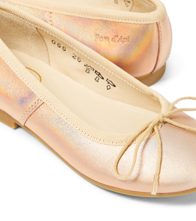 Shop Pom D'api Dory Bal Metallic Leather Ballet Flats In Orange