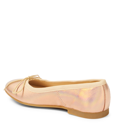 Shop Pom D'api Dory Bal Metallic Leather Ballet Flats In Orange