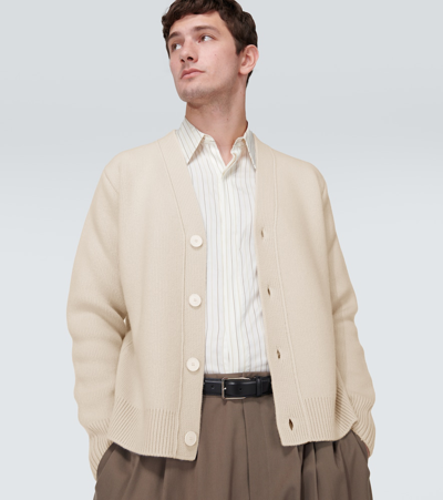 Shop Lanvin Wool And Cashmere Cardigan In Beige