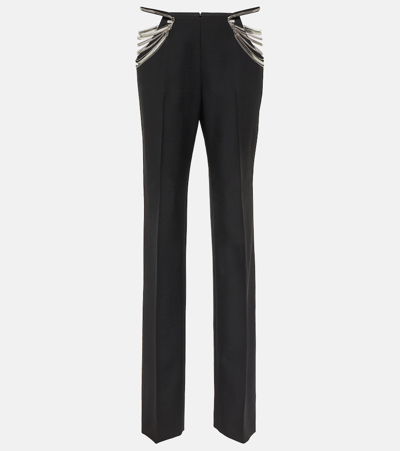 Shop Stella Mccartney Chain-detail Wool Slim Pants In Black