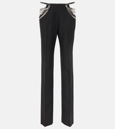 Stella Mccartney Chain-detail Wool Slim Pants In Black