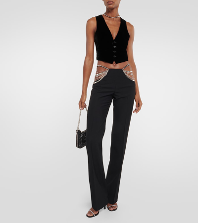 Stella Mccartney Chain-detail Wool Slim Pants In Black