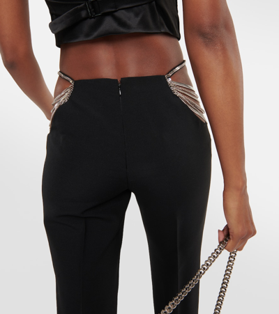 Stella Mccartney Chain-detail Wool Slim Pants In Black