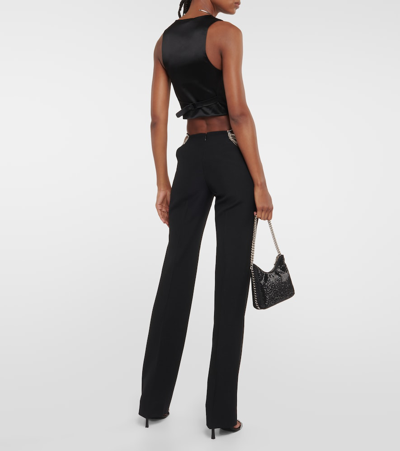 Stella Mccartney Chain-detail Wool Slim Pants In Black