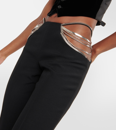 Stella Mccartney Chain-detail Wool Slim Pants In Black