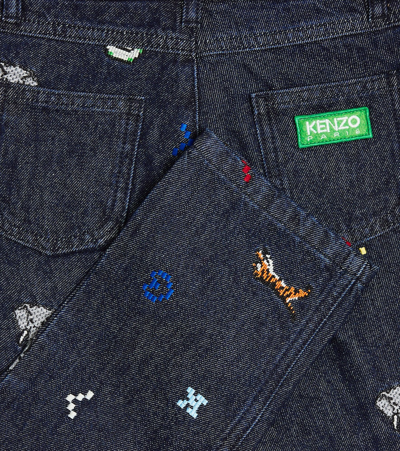 Shop Kenzo Embroidered Jeans In Blue