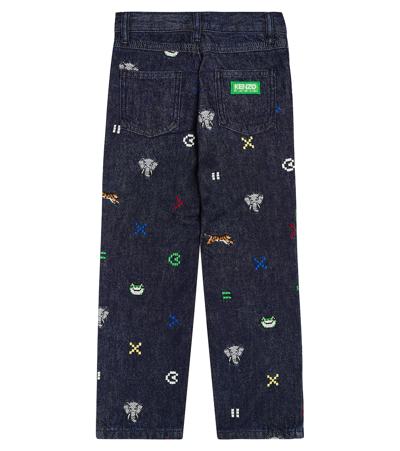 Shop Kenzo Embroidered Jeans In Blue