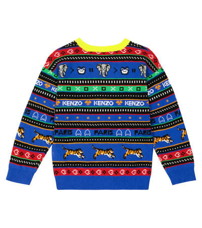 Shop Kenzo Logo Cotton-blend Jacquard Sweater In Multicoloured