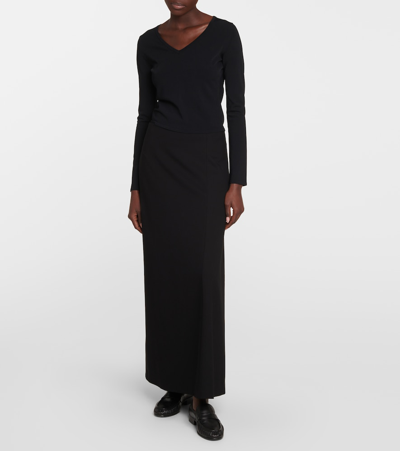 Shop The Row Flores Asymmetric Scuba Maxi Skirt In Black