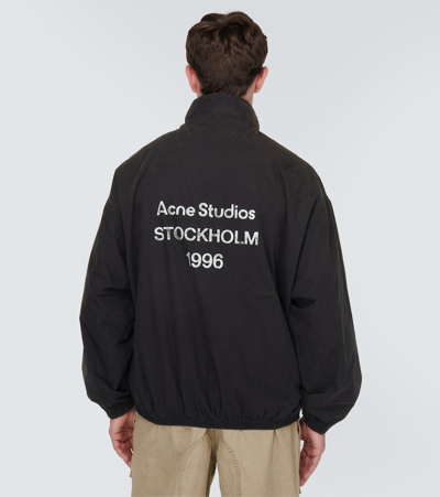 Shop Acne Studios Logo Cotton Poplin Jacket In Black