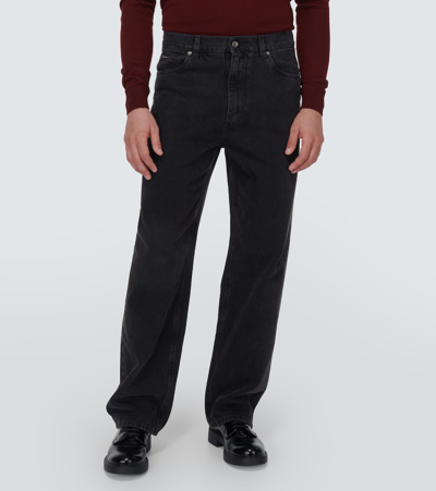 Shop Dolce & Gabbana Logo Wide-leg Jeans In Black