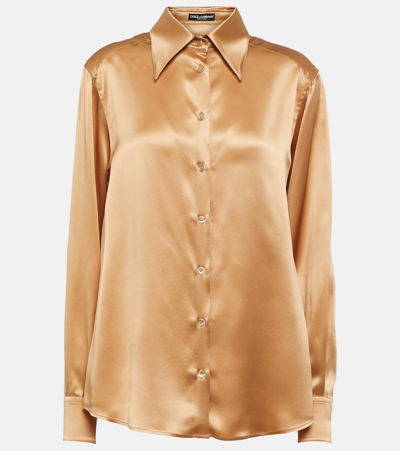 Shop Dolce & Gabbana Silk Shirt In Brown