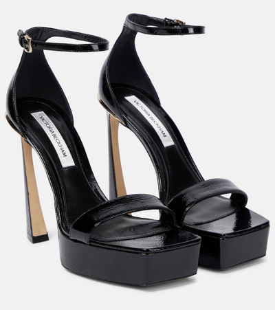 Shop Victoria Beckham Patent Leather Platform Sandals In Black