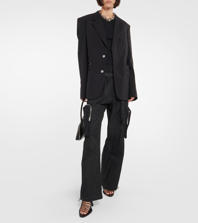 Shop Dion Lee Lace-trimmed Cutout Wool Blazer In Black