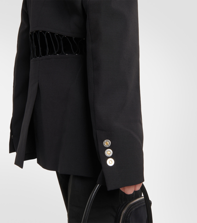 Dion Lee Lace-trimmed Cutout Wool Blazer In Black