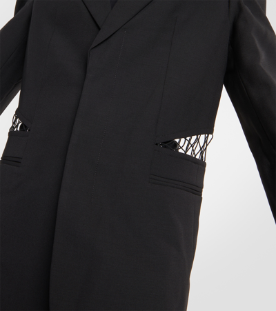 Dion Lee Lace-trimmed Cutout Wool Blazer In Black