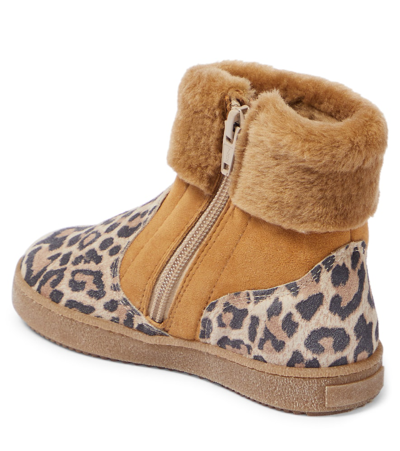 Pèpè Shearling-trimmed Suede Ankle Boots In Brown