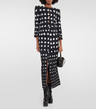 Shop Vivienne Westwood Polka-dot Wool Maxi Skirt In Black
