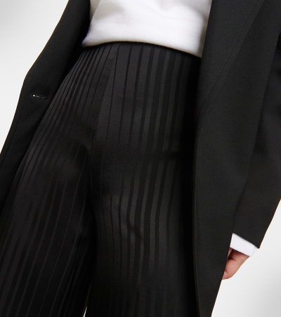 Shop Loro Piana Striped Silk Wide-leg Pants In Black