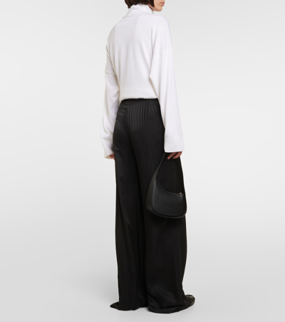 Shop Loro Piana Striped Silk Wide-leg Pants In Black