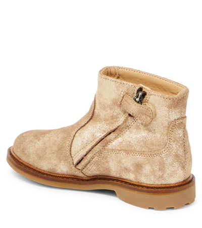 Pom D'api Sister Glitter-embellished Suede Boots In Metallic