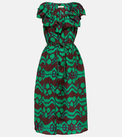 Shop Ulla Johnson Anora Printed Silk Midi Dress In Multicoloured