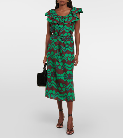 Shop Ulla Johnson Anora Printed Silk Midi Dress In Multicoloured