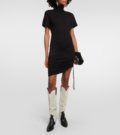 Shop Marant Etoile Lya Turtleneck Minidress In Black