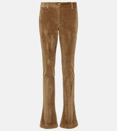 Shop Dolce & Gabbana Low-rise Corduroy Slim Pants In Brown