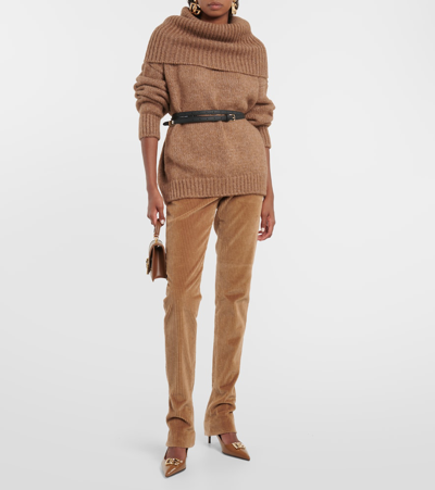 Shop Dolce & Gabbana Low-rise Corduroy Slim Pants In Brown