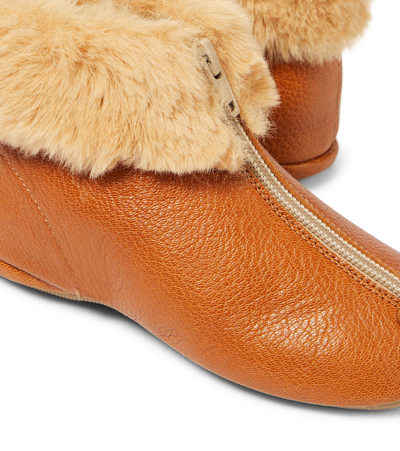 Pèpè Leather Booties In Brown