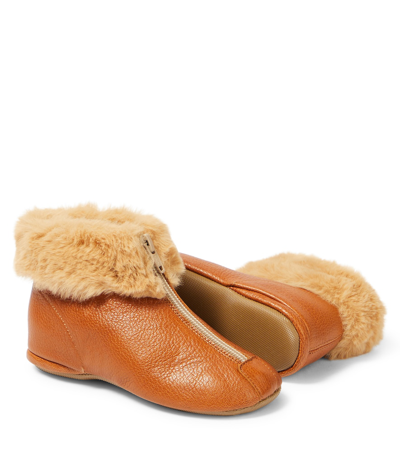 Pèpè Leather Booties In Brown