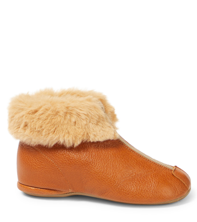 Pèpè Leather Booties In Brown