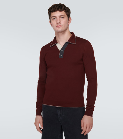 Shop Dolce & Gabbana Re-edition Wool Polo Sweater In Burgundy