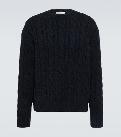 Shop The Row Aldo Cable-knit Wool-blend Sweater In Blue